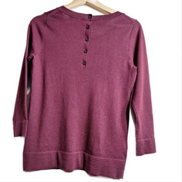 Loft by Ann Taylor 3/4 Sleeve Wool Blend Top with Back Buttons Size Small - Picture 2 of 5